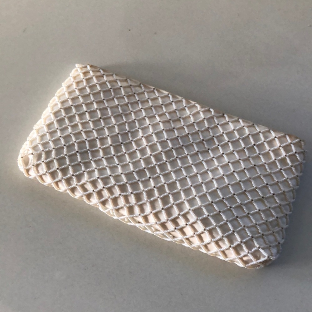 Vintage White Beaded Clutch